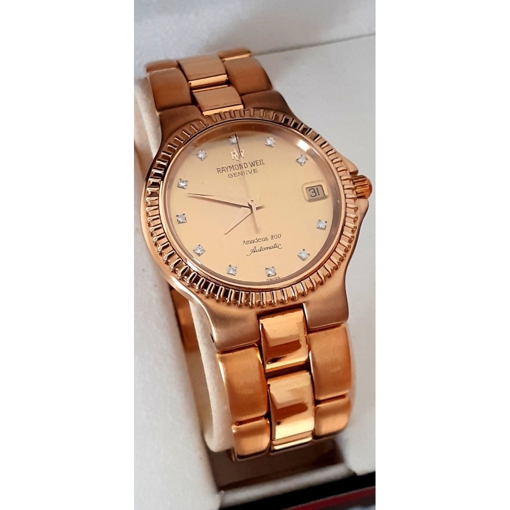 RAYMOND WEIL Amadeus 200 Diamond Automatic 2905 18k GOLD ELECTROPLATED Jam Tangan Wanita Pria Unisex