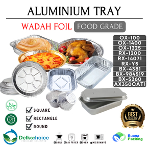 DELKOCHOICE ALUMINIUM FOIL TRAY / WADAH LOYANG MAKANAN ALUMUNIUM FOOD GRADE & TUTUP PLASTIK