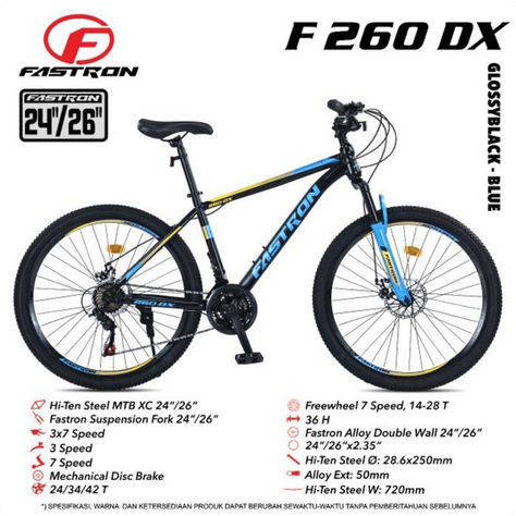 Sepeda Gunung Mtb 26 Inch Fastron 260 DK 3X7 Speed Rem Cakram