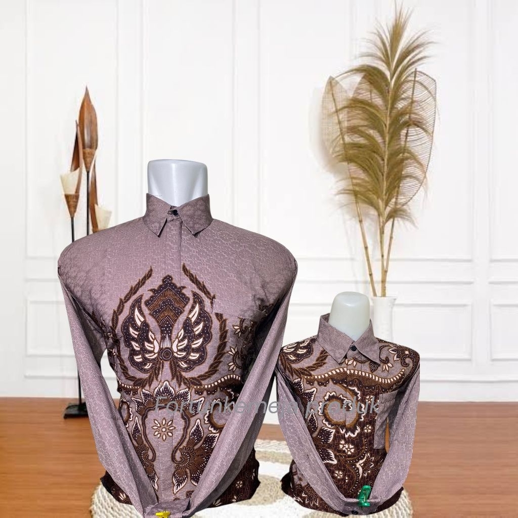 72 Batik katun DOBI-Kemeja batik couple ayah anak lengan panjang lapis furing-Batik couple katun DOB