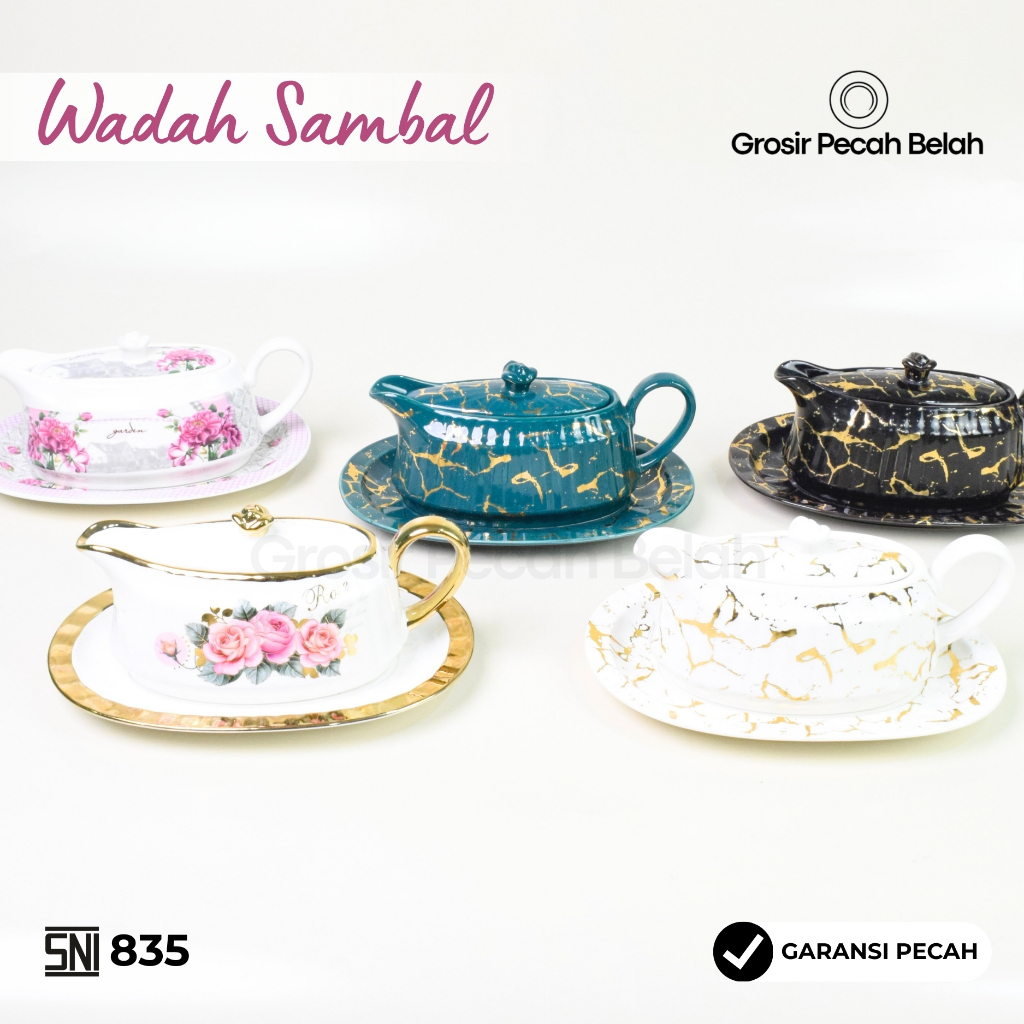 Tempat Wadah Sambel Keramik Set Motif Marble Fiorenza 835