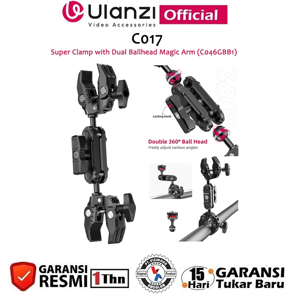 Ulanzi C017 Super Clamp with Dual Ballhead Magic Arm (C046GBB1)