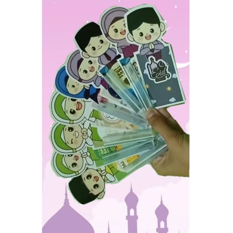 Angpao lebaran sedotan/amplop lebaran kekinian/amplop lebaran karakter kartun