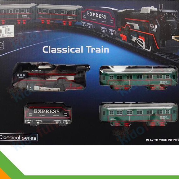 Mainan Kereta Rail King Gerbong Penumpang & Container Pakai Baterai isi 18pcs / Rail King 13pcs - Ra