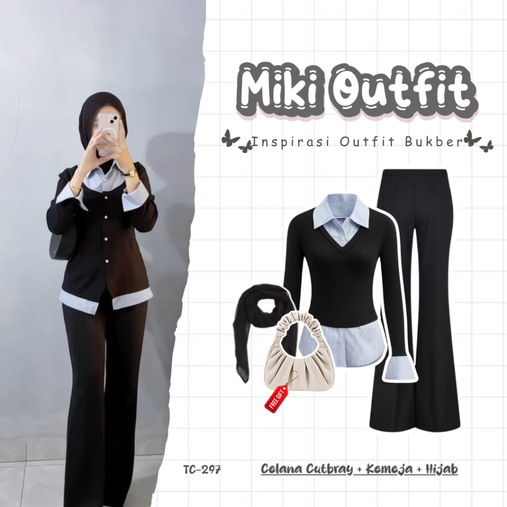 Setelan Wanita Kekinian Cutbray Blouse Pashmina Terbaru Dan Simpel OOTD Hijab SET TC-297