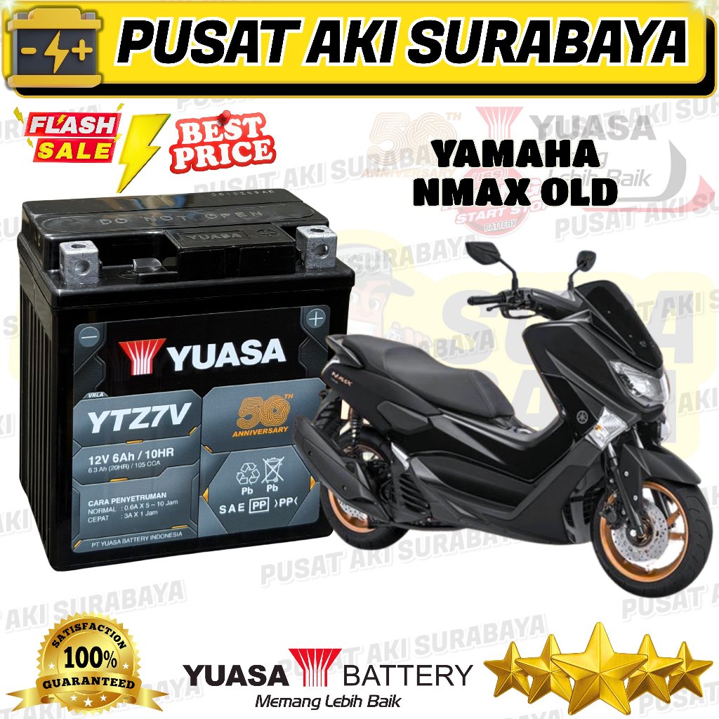 GARANSI ASLI YUASA YTZ7V ACCU BERKUALITAS 6 AMPER SEPEDA MOTOR NMAX OLD AEROX 155 TRAIL KLX PRIMAVER