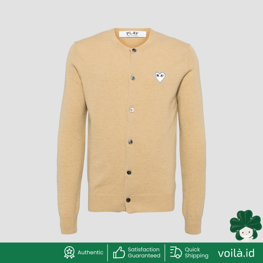 Play Wool Cardigan White Heart Camel