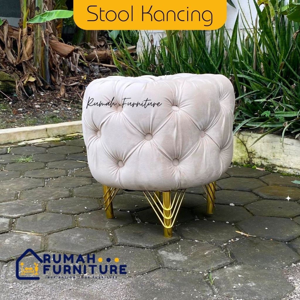 Stool Bulat full Kancing/ Stool Kancing / Sofa Aesthetic/ Sofa Minimalis/ Sofa aestetik/ Stool bench