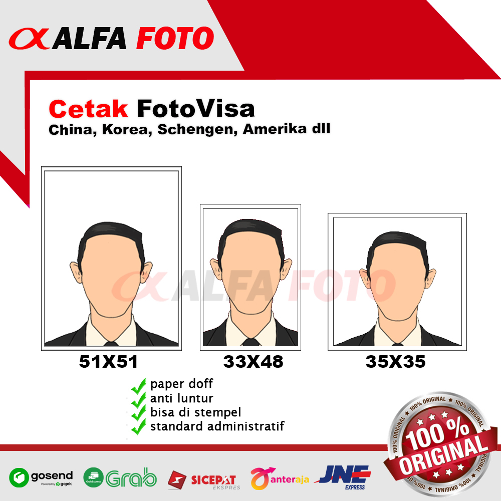 Paket Cetak Foto Pas Foto Ukuran Visa Bahan Doff Untuk Pengajuan VISA