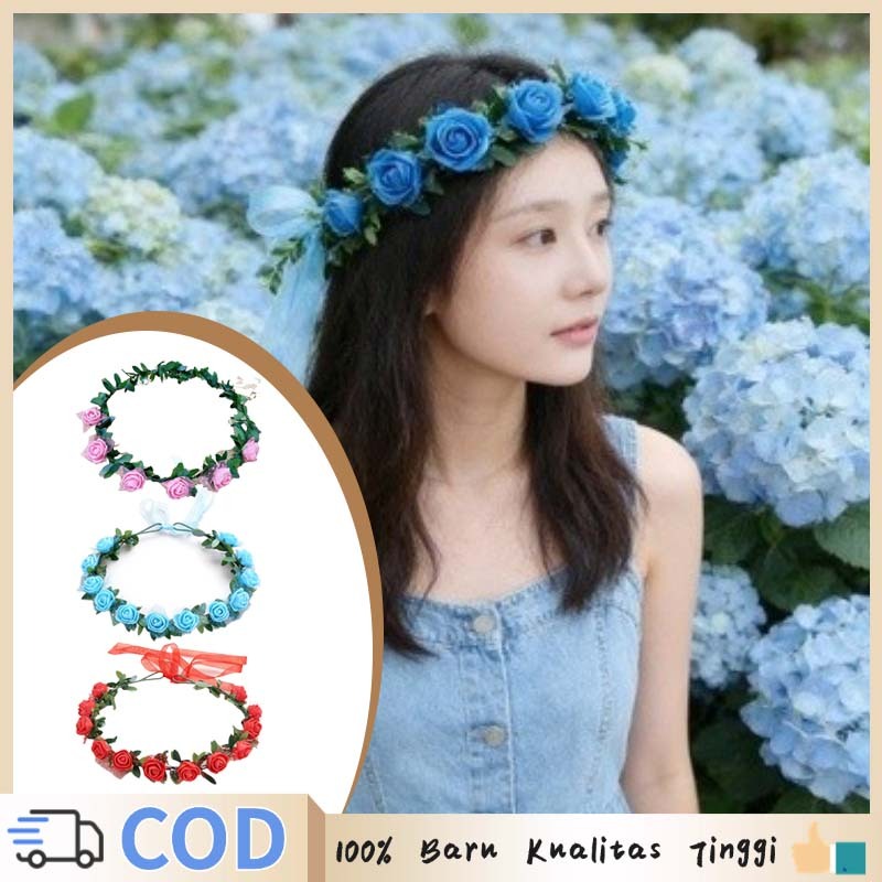 5pcs Bando Bunga Melingkar Dewasa Bandana Bunga Bando Mahkota Bunga Mahkota Bunga Anak Perempuan