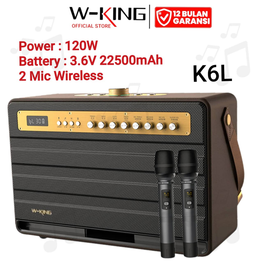 WKING Speaker Bluetooth Karaoke Party Box Portable K6L 2 Mic Wireless TWS