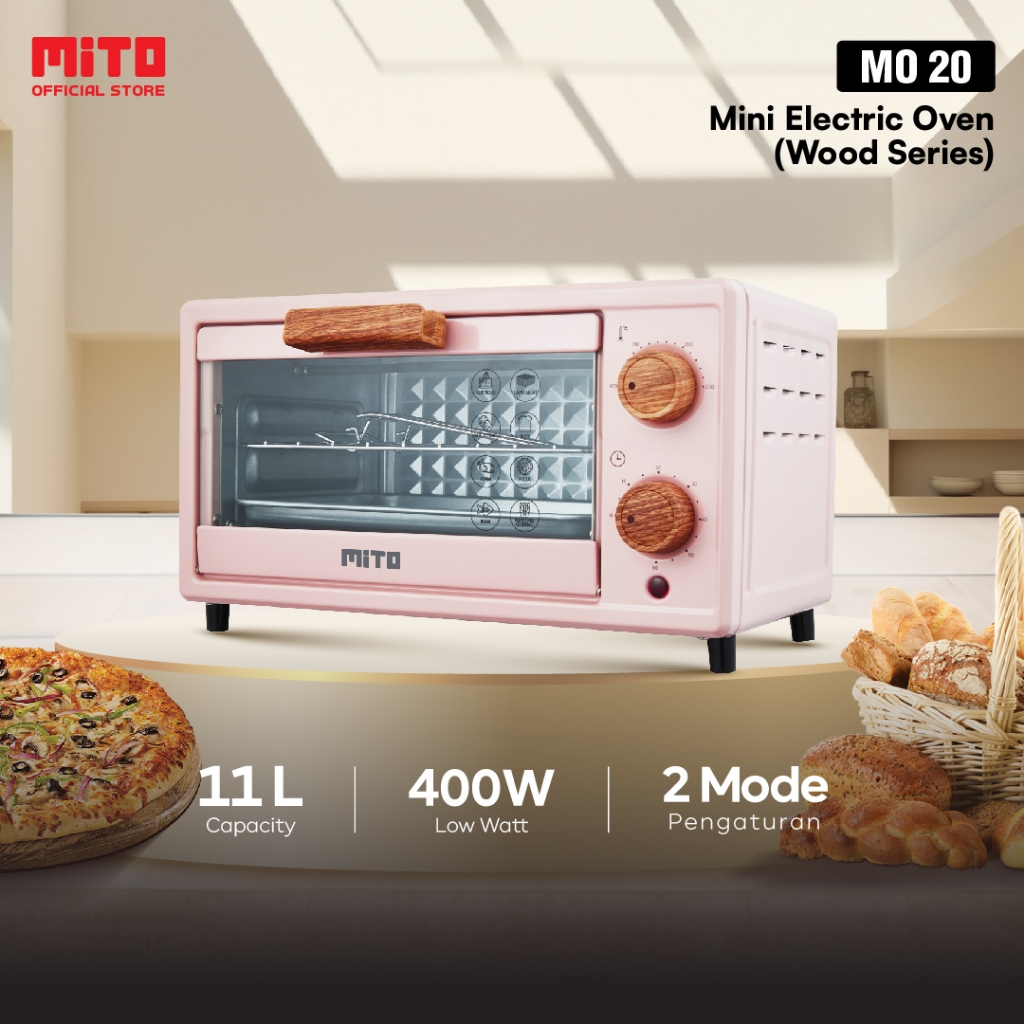 Mito MO20 Oven Listrik Mini 11L - Pink, Putih, Hitam