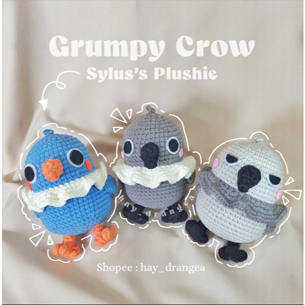 GRUMPY CROW SYLUS CROCHET AMIGURUMI PLUSHIE / KEYCHAIN
