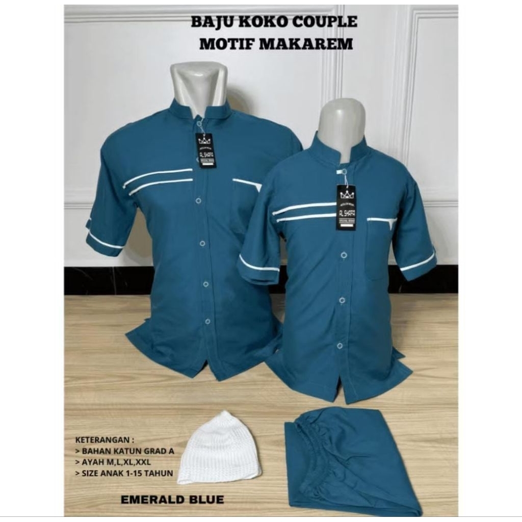 MAKAREM 4 - (TERBARU 2026) BAJU KOKO KURTA COUPLE AYAH ANAK LENGAN TANGAN PENDEK KATUN TOYOBO PREMIU