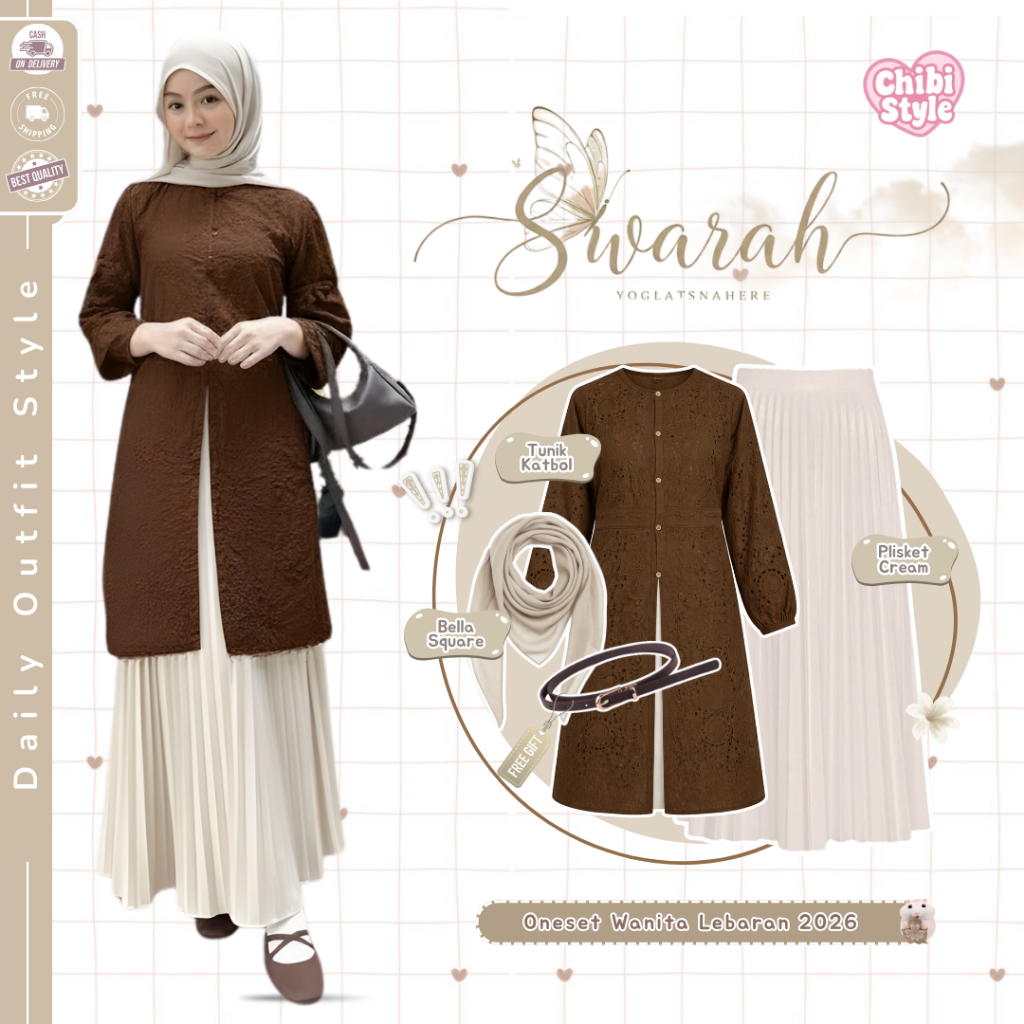 FREE BELT  Setelan Outfit Kondangan Wanita  ( Hijab + Tunik + Rok ) Setelan Wanita - CS 118