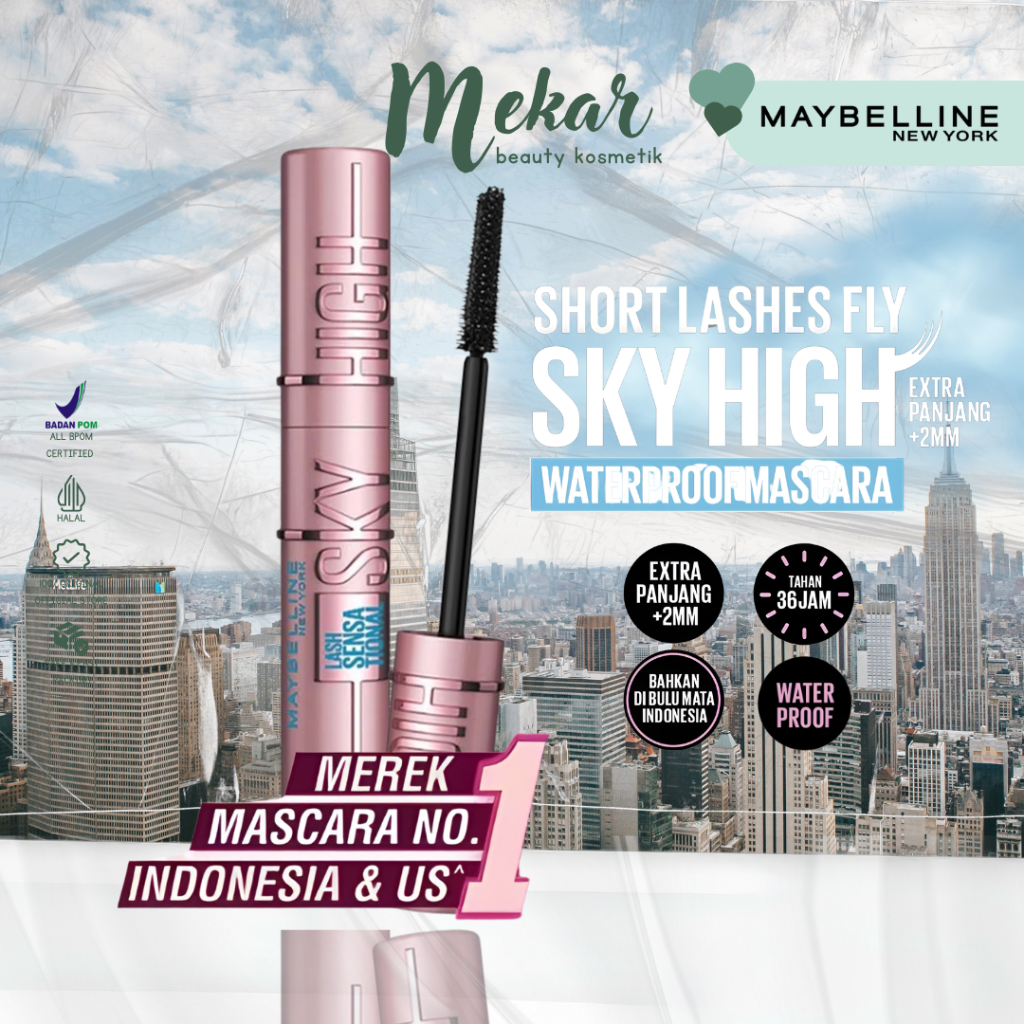 MAYBELLINE Sky High Waterproof Mascara - Maskara 6ml | Maskara Maybelline |100% Original | BPOM