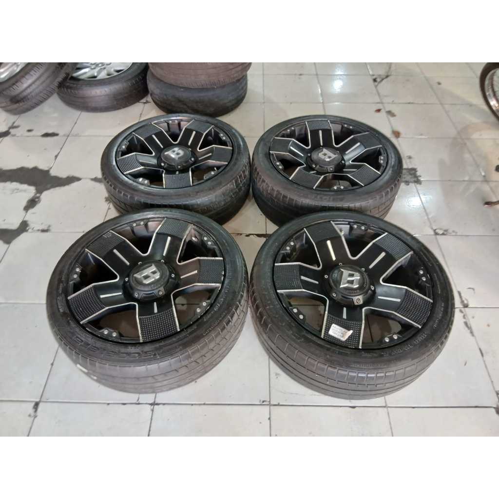 VELG MOBIL RACING BALLISTIC RING 20 LEBAR 9 PCD BAUT LUBANG 5X114 ET20 + BAN 255 45 R20 PELEK BEKAS 