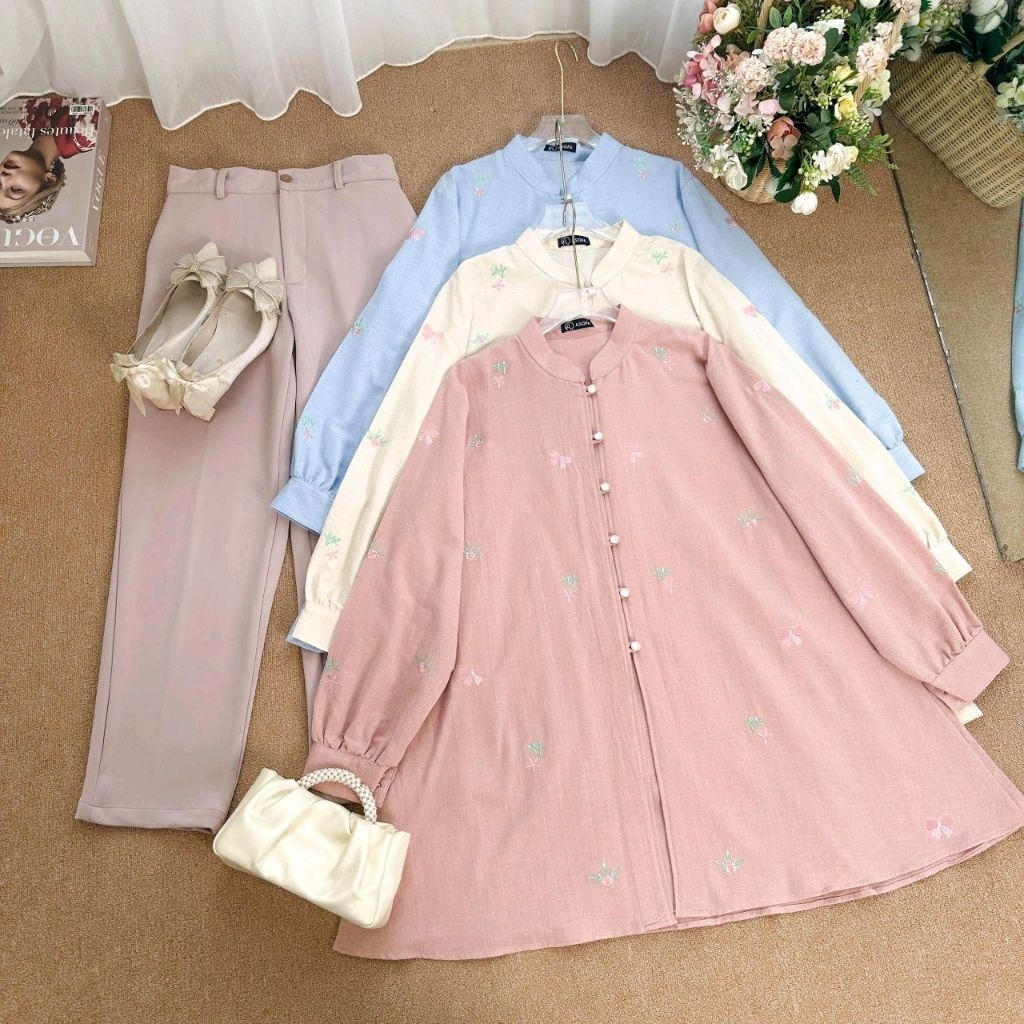 Asofa Rintani Setelan Tunik Aksen Bordir Mix Celana Scuba