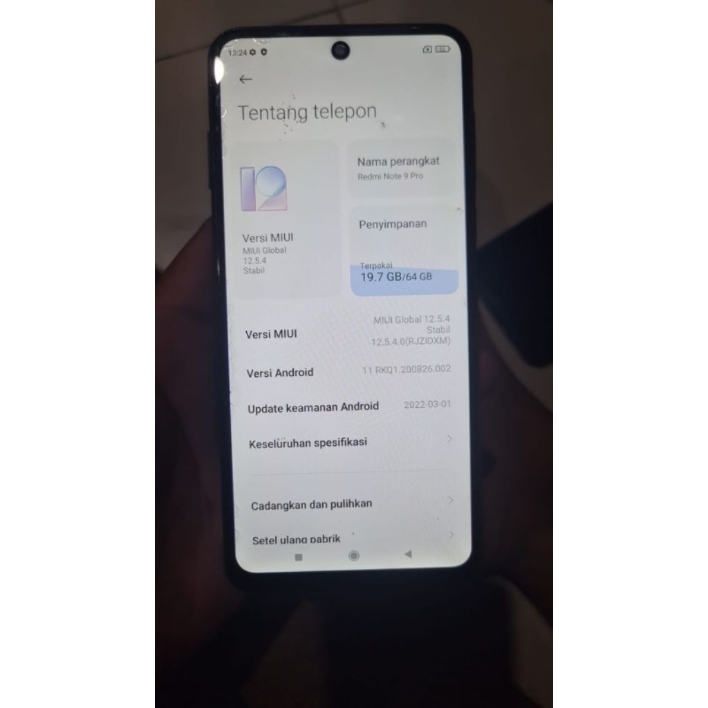 Lcd set Frame Redmi Note 9 pro copotan||minus bercak tipis