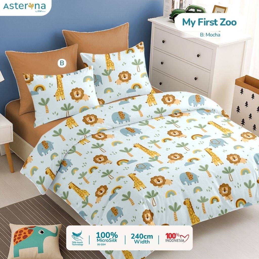 Sprei lucu motif my first zoo sprei anak anti geser ukuran paling lengkap sprei 90x200 sprei 100x200