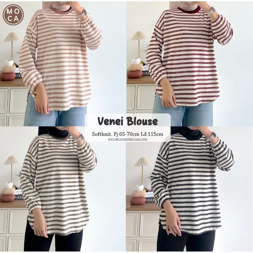 Venei Blouse Oversize Atasan Jumbo Allsize Premium Knit Uniqlo Original Moca
