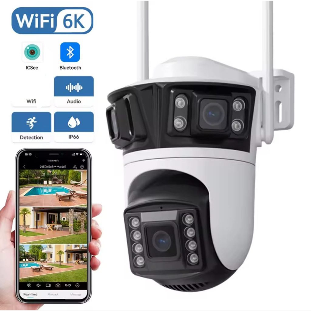 App Icsee Cctv PTZ outdoor 3 lensa audio cctv komunikasi 2 arah suara Cctv wifi pantau jarak jauh de