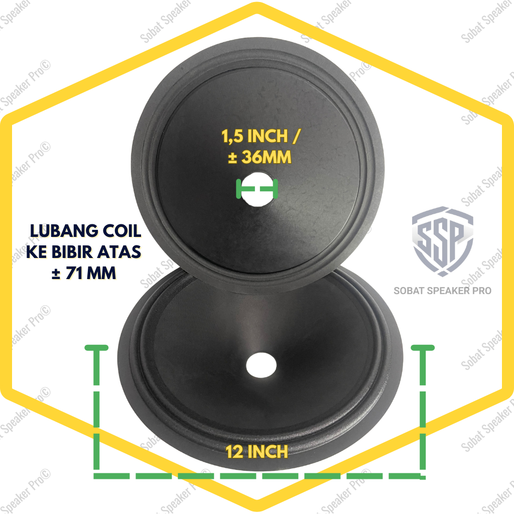 Daun Speaker 12 Inch ACR Fullrange Lubang Kecil 1,5 Inch 36 mm Tinggi ± 7,1cm Motif Polos - Kertas S