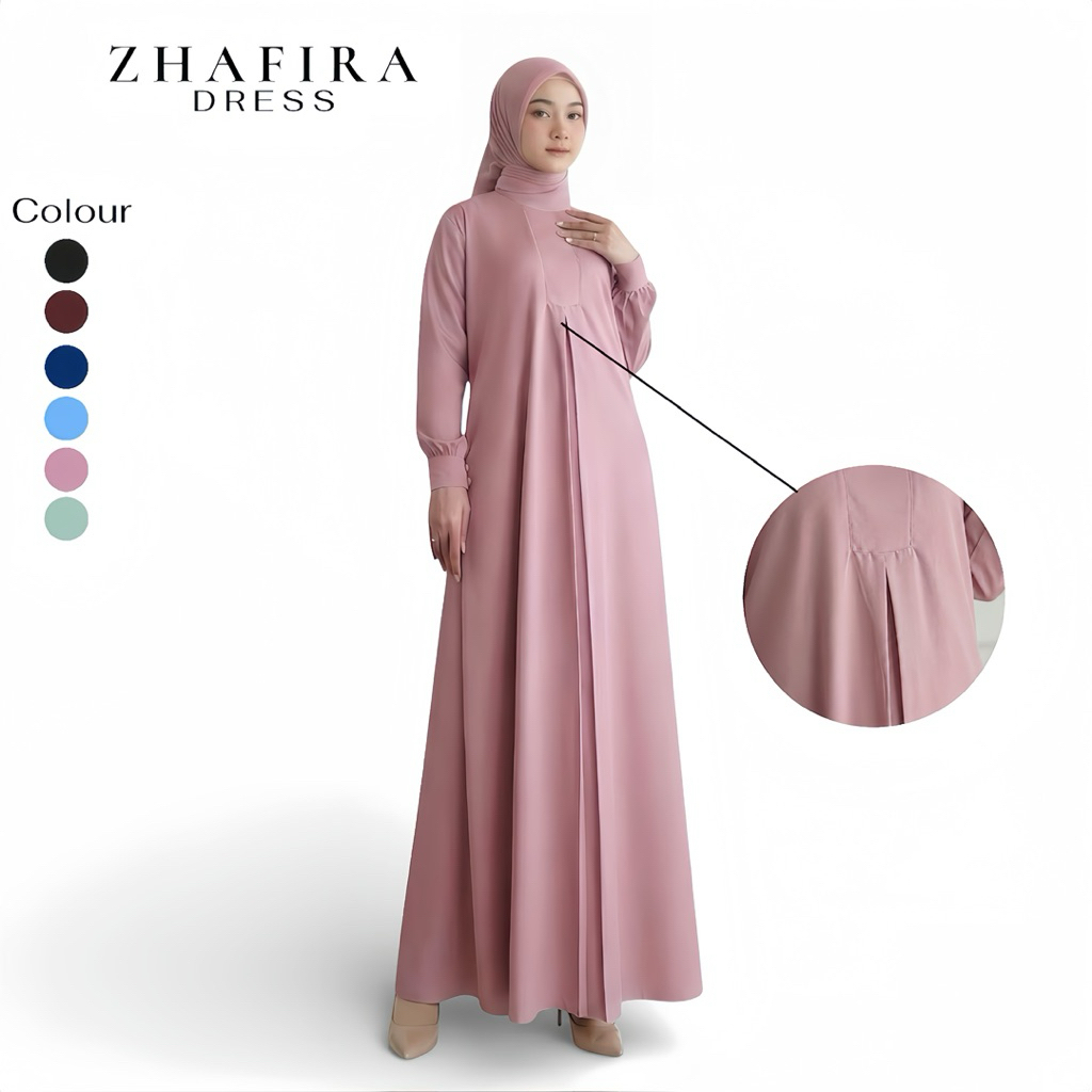 Dkhayru - Zhafira Gamis Wanita Polos Dress Busui Katun Toyobo Gamis Wanita Polos