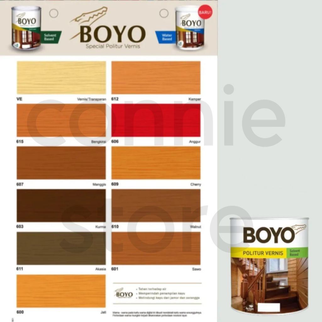 BOYO Politur 1kg Vernis Kayu 1Liter Solventbase plitur pernis kayu jendela mengkilap 1kg cat kayu