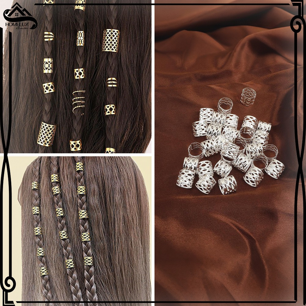 HOME-C1406 Cincin Klip Manik Dekorasi Rambut Hair Braid / Ring Adjustable Aksesoris Kepang Aesthetic