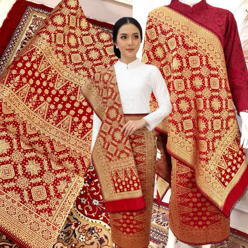 SONGKET LEPUS MANTAB MERAH GOLD TERBARU