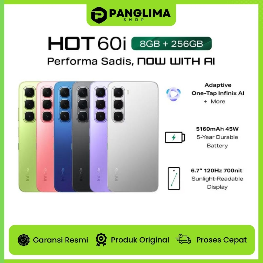 Infinix Hot 60i 8/256GB 6,7 inch 120Hz HD+ 50MP NFC Garansi Resmi