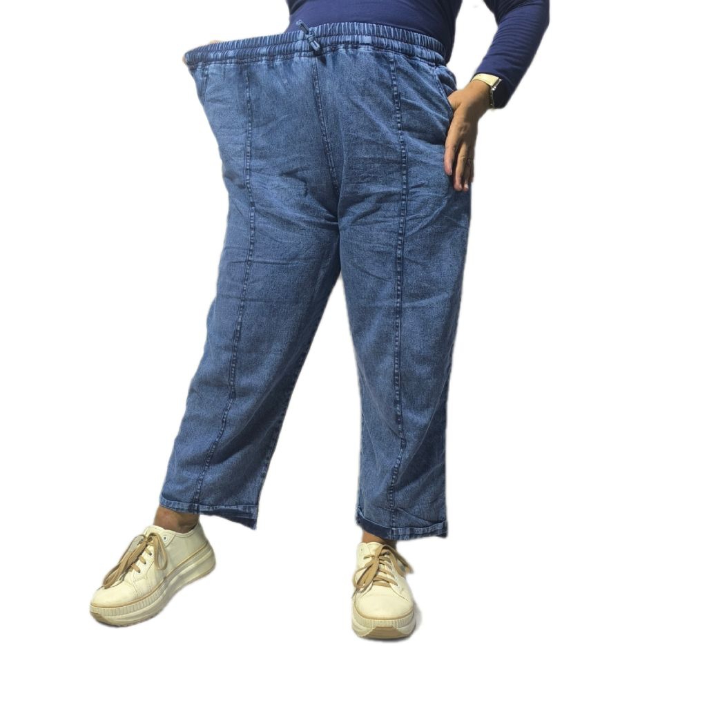 Celana Panjang Baggy Pants Jeans Wanita Jumbo Snow Biru & Hitam Korean Style | Adem Lembut Loose