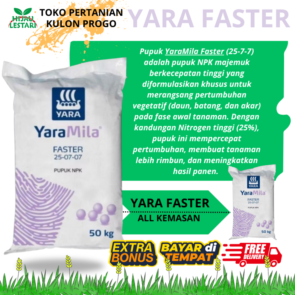 Pupuk NPK YARAMILA FASTER 25-07-07 / Yaramila Faster 25-7-7 50 Kg Kemasan Pabrik