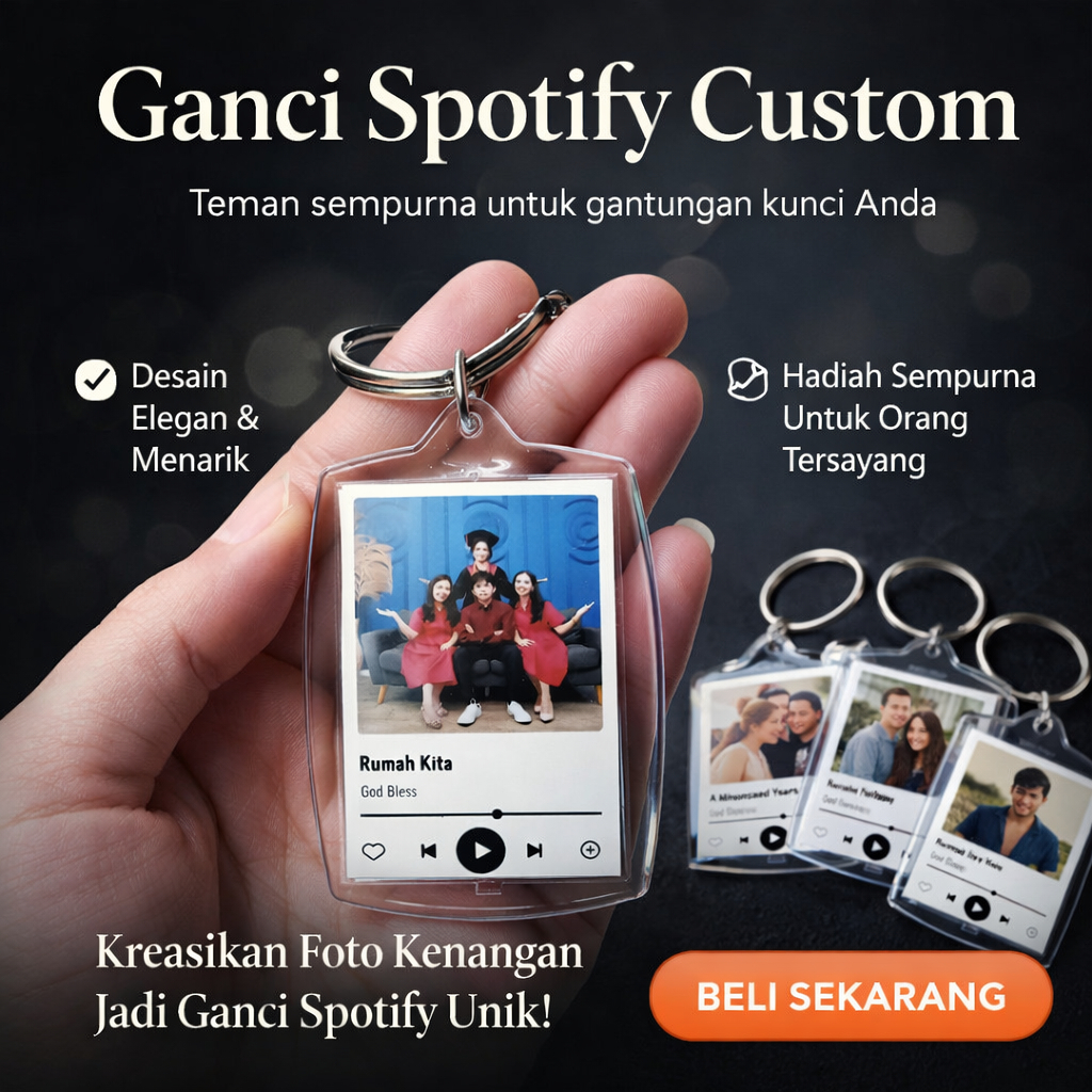 Gantungan Kunci Aklirik Spotify Custom Foto & Lagu Tanpa Minimal Order