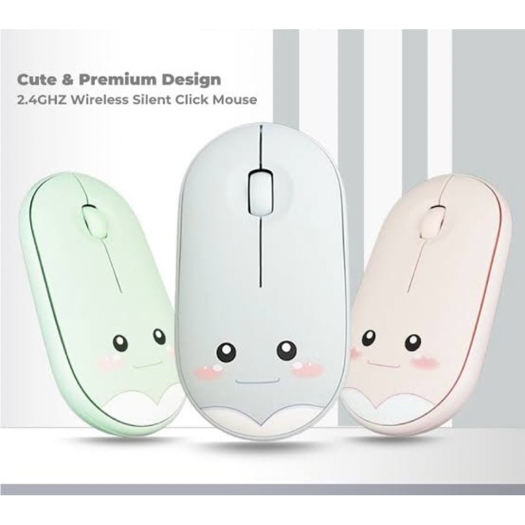 Mouse Unitech Wireless Mouse Karakter Pastel Rabbit