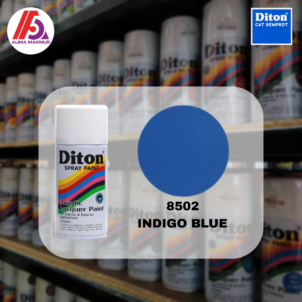 Diton Acrylic 8502 Indigo Blue 300cc / Pilok Diton Biru Tua / Cat Semprot Biru Glossy