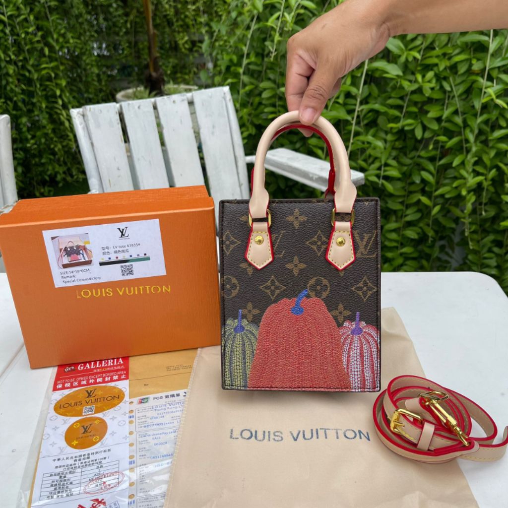 Tas tote mini PETIT SAC PLAT PUMPKIN PRINT REVERSIBLE 2 FACE FREE BOX