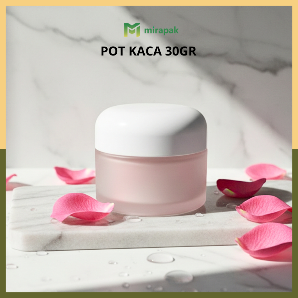 POT 30GR PINK DOFF - TUTUP PUTIH JAMUR -  INCLUDE SPATULA / SEDNOK - JAR KRIM WADAH CREAM  DOF MATE 