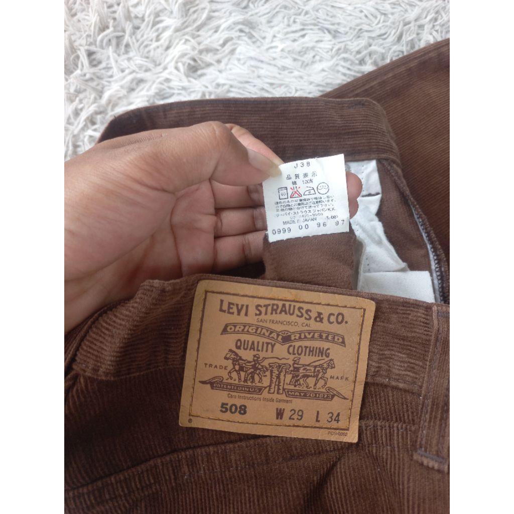 Levis 508 Japan Corduroy Pants Big E Brown Celana Corduroy Panjang Tebal