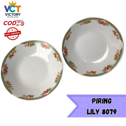 Piring Makan/Piring Makan Keramik Kembang/Piring Makan Keramik Lilia/Lusinan/Setengah Lusin (6pcs)/K