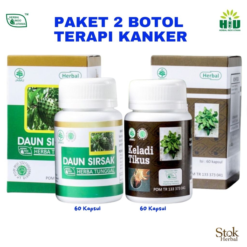 Paket Kanker Keladi Tikus Daun Sirsak Obat Kanker Kista Tumor Mioma Kapsul Keladi Tikus + Daun Sirsa