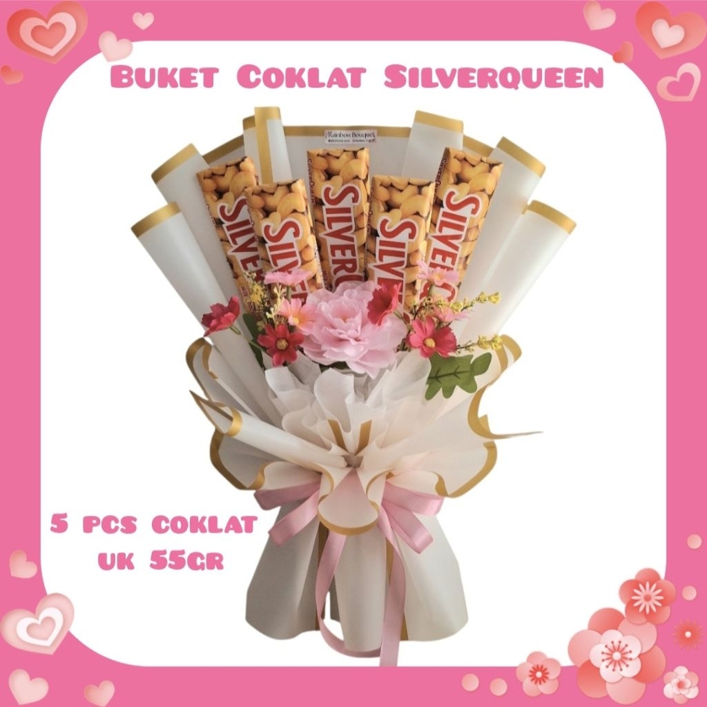 Buket Coklat Valentine/ Buket Coklat Silverqueen / Buket Coklat Cadbury