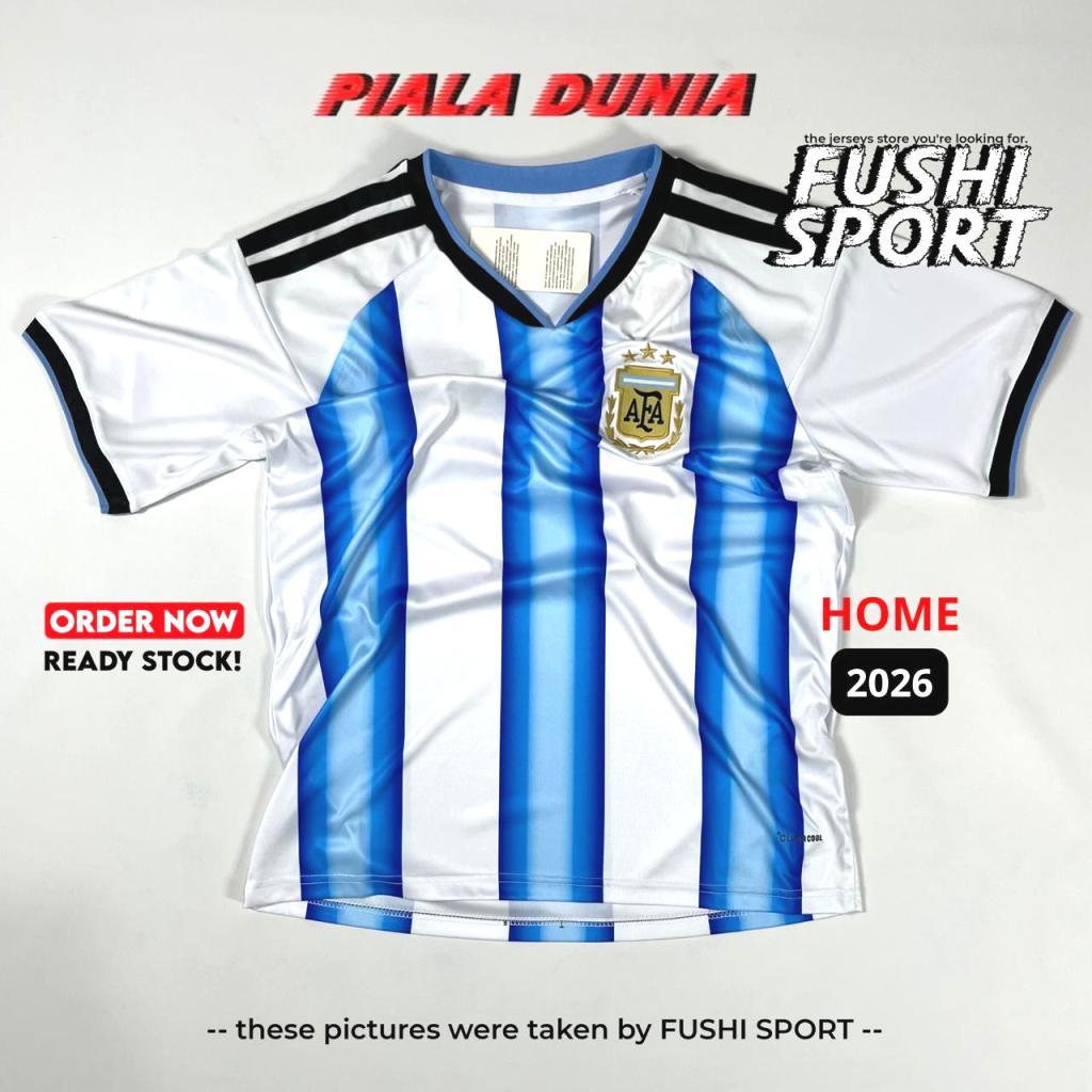 Jersey Baju Bola 2026 Argentina Home Piala Dunia Full Patch NEW
