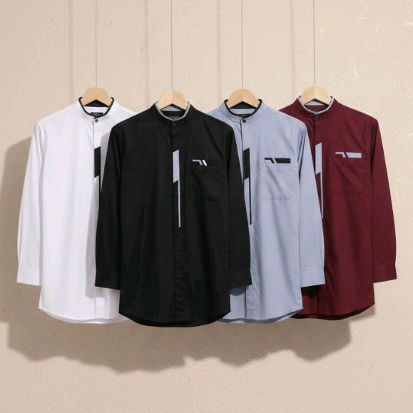 AR_APAREL Baju koko pria lengan panjang motif malvin bahan kain toyobo premium halus dan tebal