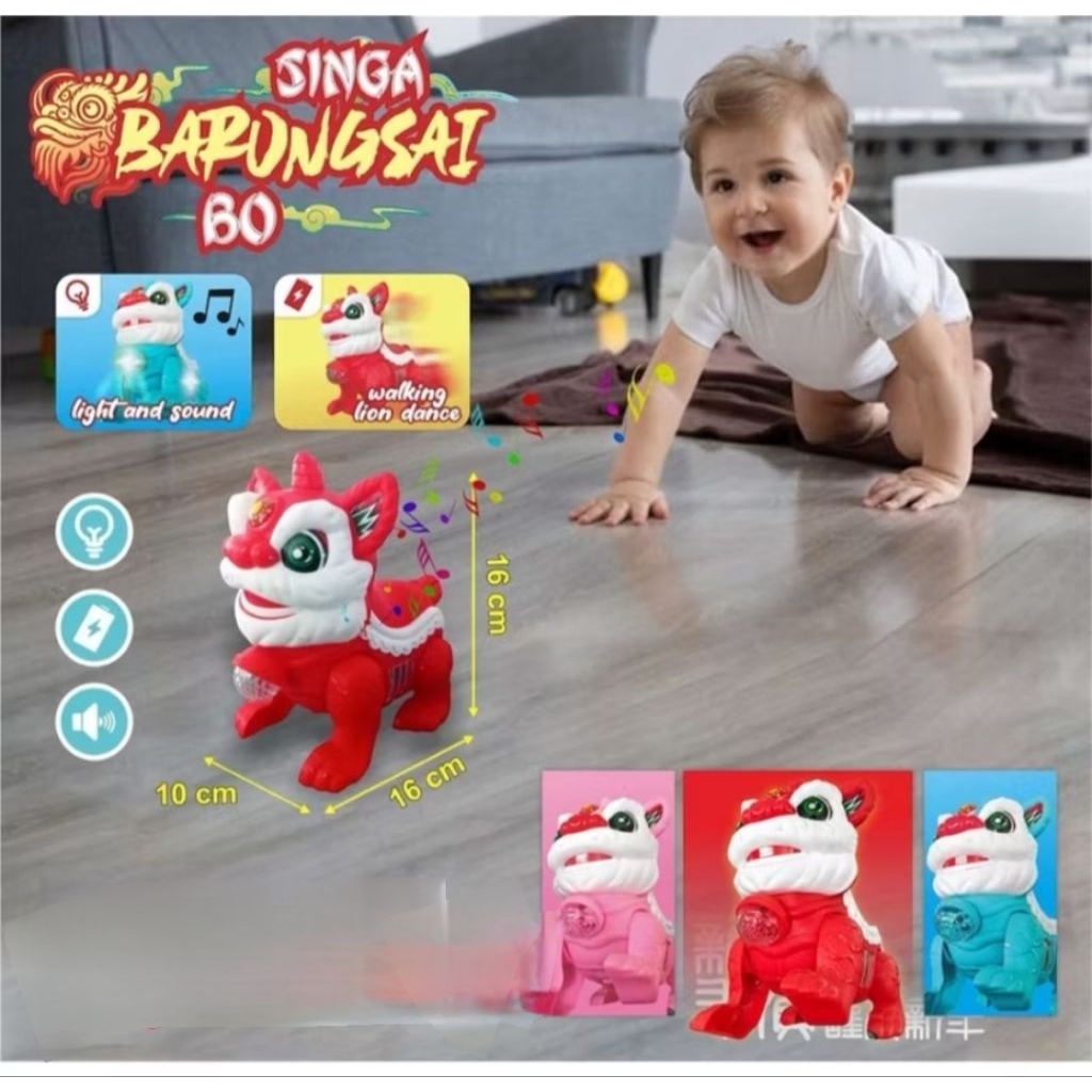 Mainan Anak Barongsai Bo  Mainan Barongsai Imlek New Year  Mainan Anak Karakter  Mainan Barongsai Anak Anak Bisa Jalan Sendiri Lampu Musik