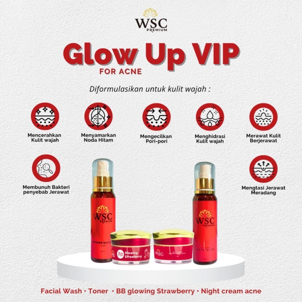 Paket Cream Wajah WSC Premium Glow Up - Mencerahkan, Menyamarkan Flek, Menjaga Kelembapan