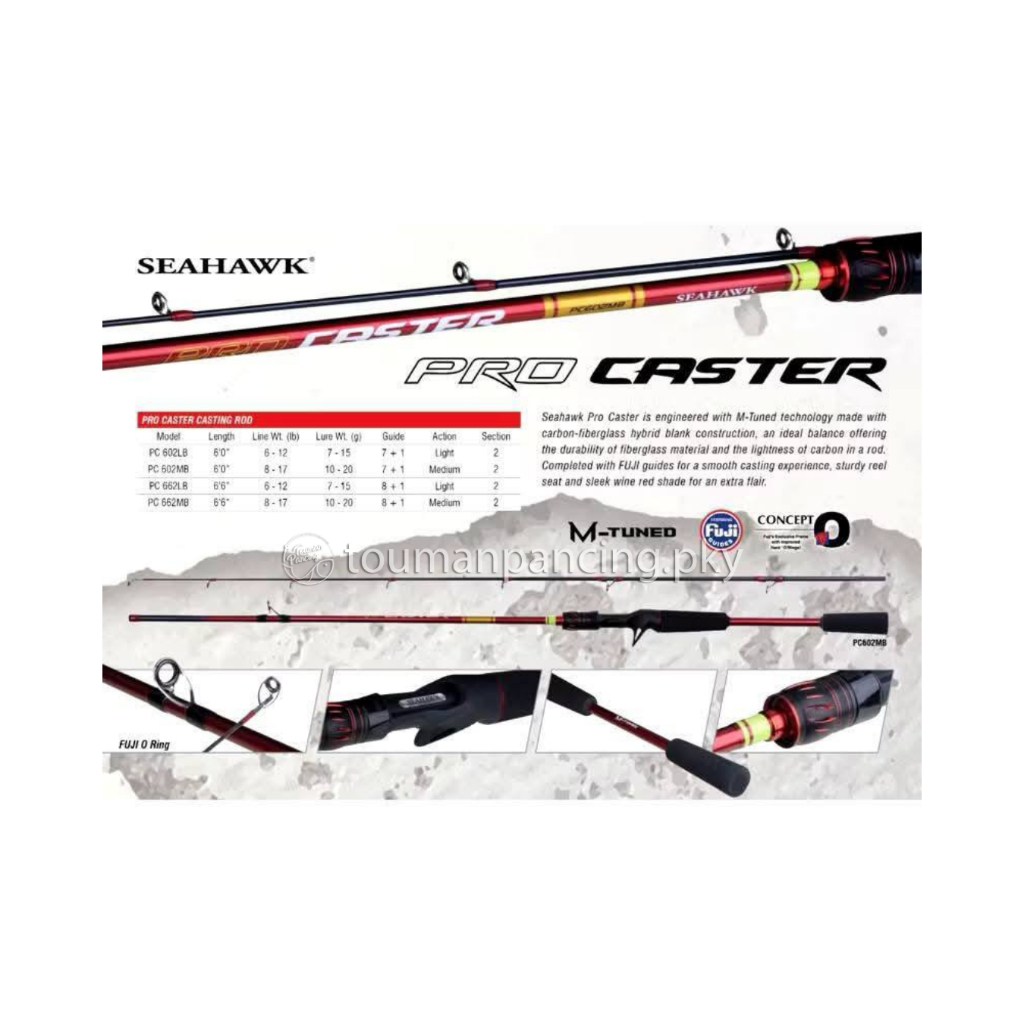 Joran BC Seahawk Pro Caster Baitcasting Rod Fuji Ring Solid Carbon Tip