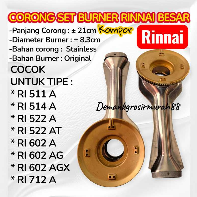 Termurah Original...Corong Set Rinnai + Burner kuningan Rinnai Tebal-Tungku Cerobong Set Rinnai RI 5