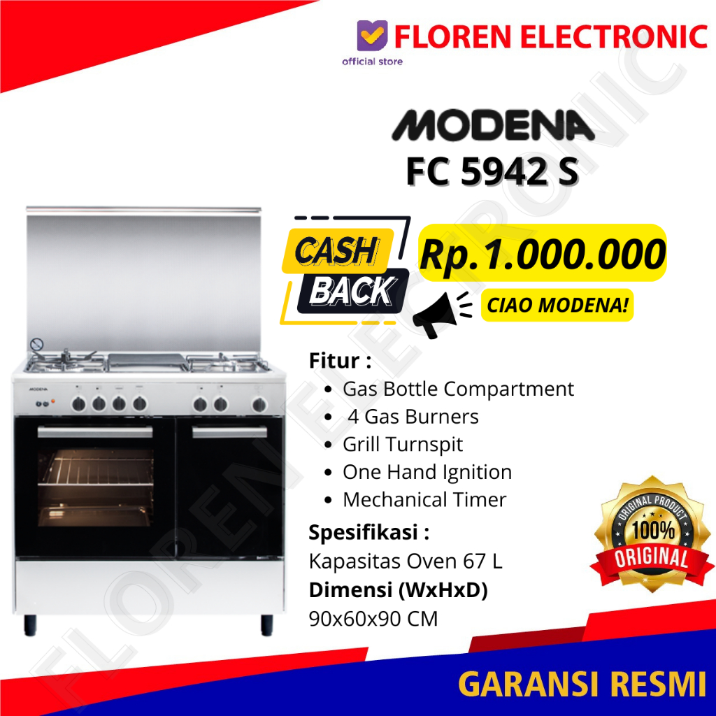 Modena kompor Freestanding FC 5942 S / FC5942S/ 5942S